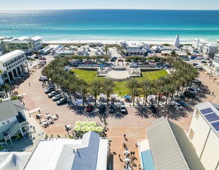 Image of Seaside on the coast with palm trees and the ocean featured